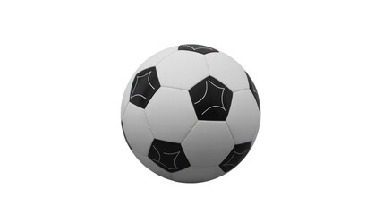 Fototapeta premium Classic black and white soccer ball with intricate white line patterns on its black panels, rendered against a plain green backdrop. background removed