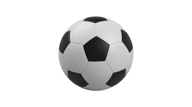 A classic black and white soccer ball, featuring traditional hexagonal and pentagonal panels, stands perfectly centered on a solid transparent background. background removed