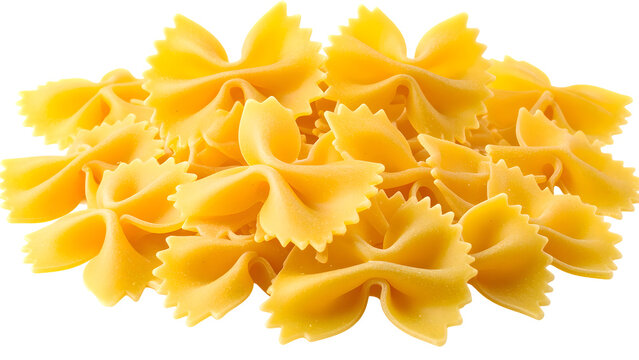 Raw farfalle pasta bows isolated on transparent background
