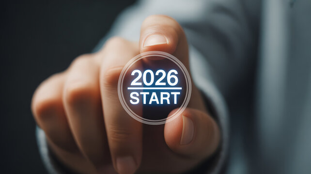 Tap into the future with 2026 start button concept, ideal for business planning and innovative strategies for digital transformation