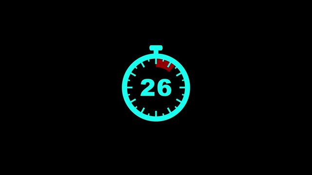 30 seconds countdown, Analog of simple clean timer motion graphic with text numbers. clock countdown 30 to 0 second.