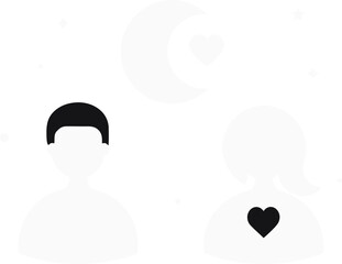 Romantic moonlight couple icons vector illustration scalable eps art serene night sky love symbol