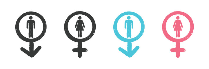Simple male and female restroom icon set.