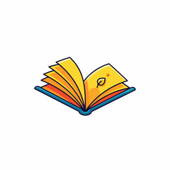 Open book icon with leaf, knowledge, education, learning, and reading symbol - vector design
