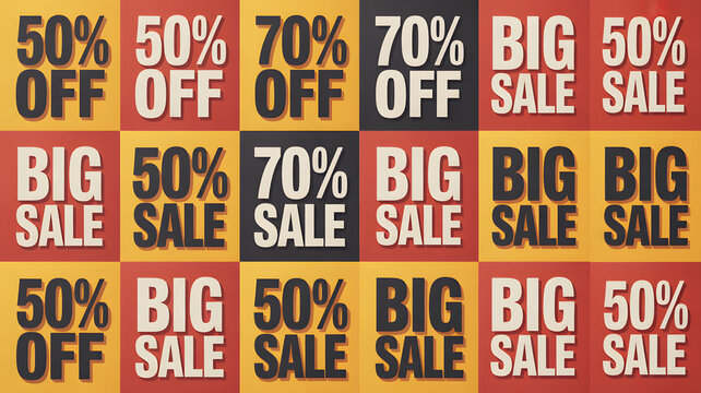Promotional design offering up to 70 percent off during a big sale event, perfect for retail marketing and attracting shoppers now