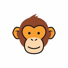 Adorable Monkey Face Illustration with Cute, Friendly Design