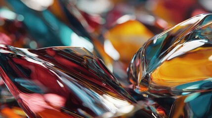 Dynamic abstract background with smooth, flowing colorful glass and fluid shapes for modern creative designs, perfect for technology, innovation, or luxury branding projects