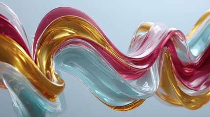Experience the fluid elegance of a modern abstract design with flowing gold, pink, and blue waves for a sophisticated, eye-catching background or graphic element