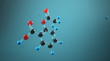 3D illustration Molecule Acetylsalicylic Acid.