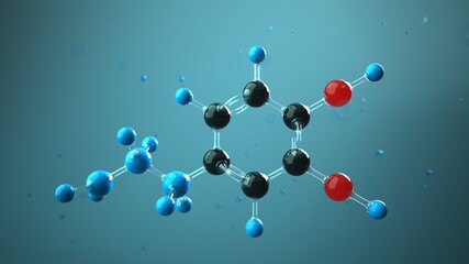 3D illustration Molecule Dopamine