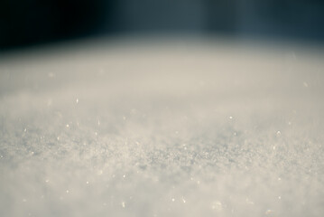 View of a snowdrift in the twilight of winter