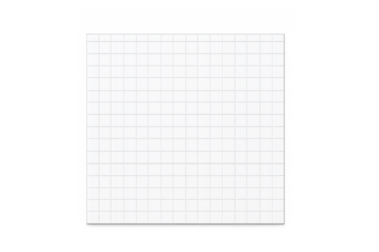 White graph paper sheet with faint grid pattern on transparent background, ideal for design elements and educational content