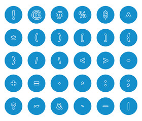 Vector illustration of set of various punctuation and mathematical symbol icons