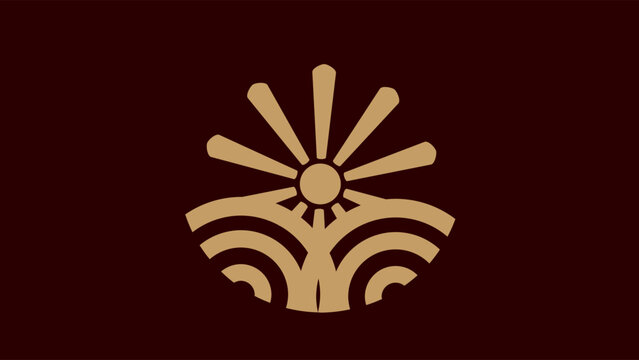 Premium sunburst and wave logo. Luxury minimalist emblem for branding.