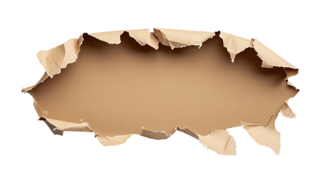 Torn paper revealing a light brown background with ragged edges against a black backdrop