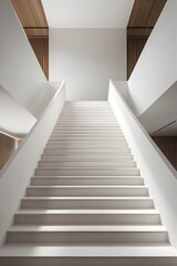 Fototapeta premium A marble staircase with minimalist architecture and elegant, flowing lines, featuring an open interior space that emphasizes geometric harmony and upward movement.