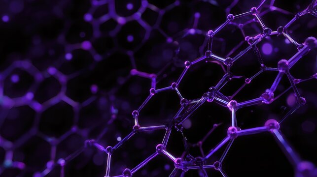 Discover the future of technology with this vibrant purple molecular structure, perfect for science presentations, innovative marketing, and cutting-edge research designs today - Powered by Adobe