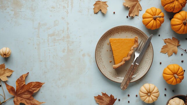 Autumn still life with leaves spices and wooden table background