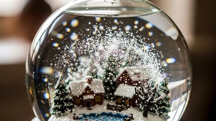 Enchanting Winter Scene - A Snow Globe Capturing Holiday Magic.