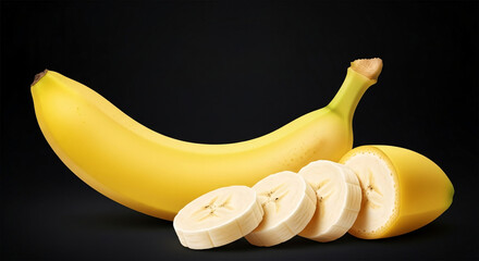 Enjoy a healthy boost with this vibrant yellow banana and perfectly sliced fresh banana rounds, ideal for nutritious snacks and delicious recipes