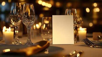 Elegant dining setup with candles and glassware, inviting atmosphere for special occasions and romantic dinners