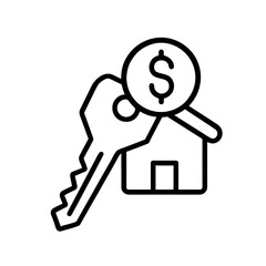Home Rent Outline Vector Icon on White Background