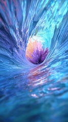 Abstract Digital Art Swirling Vortex of Vibrant Colors Suggesting a Dreamlike Cityscape Under a Starry Sky With Blue Purple and Orange Hues