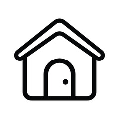 Simple outline house icon, symbolizing home, property, and real estate, isolated on