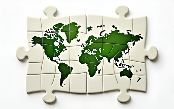 Sustainable puzzle pieces showcasing eco-friendly concepts for green solutions. High quality