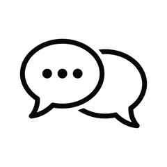 Two speech bubbles icon representing communication, chat, conversation, or messaging