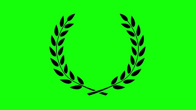 Curved laurel leaf branch silhouette loop animation video