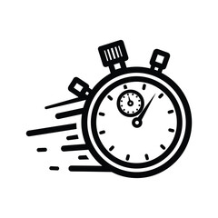 Graphic illustration of a stopwatch in motion, symbolizing speed, urgency, and efficient time measurement