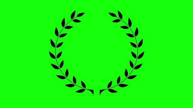 Elegant curved laurel leaf branch silhouette loop animation video