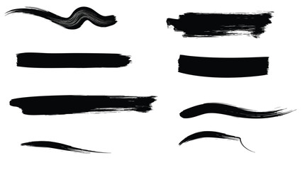 Black Brush Stroke Elements On White Background paint stroke