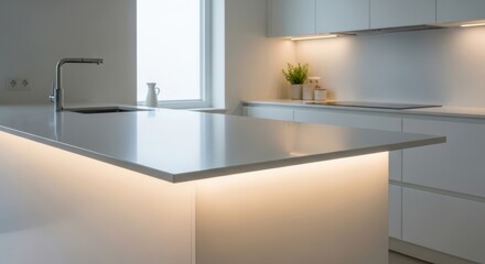 Under-lit countertop look with soft kitchen diffusion white