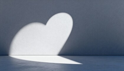 Single Light Source Casting Heart Shaped Shadow on Minimalist Surface for Modern Design and Artistic Presentation
