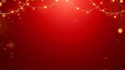 Red christmas background with lights holiday festive celebration design