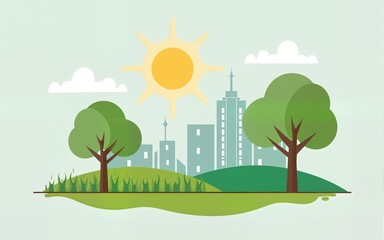 Impact investing in projects with positive environmental outcomes, solid color background. High quality