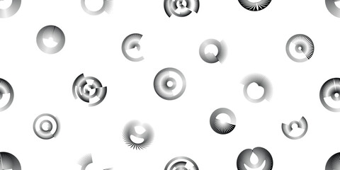 Vector circular line seamless pattern- Endless pattern for wallpapers, wrapping and packaging. Repeatable pattern with various creative vortex, concentric, rotated circle design elements