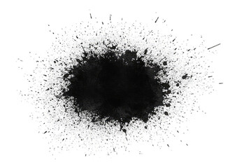 Abstract Ink Splatter Explosion with White Dust Particles on Black Background High Contrast Dynamic Motion Effect