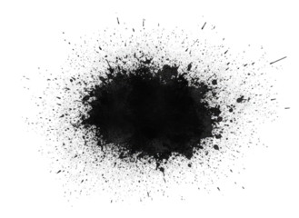 Abstract Ink Splatter Explosion with White Dust Particles on Black Background High Contrast Dynamic Motion Effect