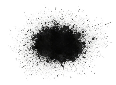 Abstract Ink Splatter Explosion with White Dust Particles on Black Background High Contrast Dynamic Motion Effect