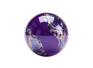 Abstract Purple Sphere with Metallic Swirls Reflecting Light Isolated on Black Background High Detail 3D Render