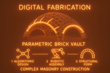 Neon Brick Vault Infographic with Architectural Structure Design for Historical Construction Methods
