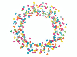 A party-themed image featuring confetti floating against a professional-quality white background.