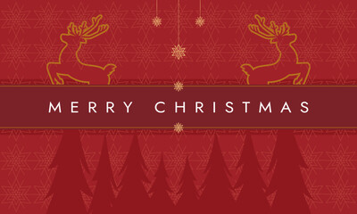 Festive Merry Christmas Greeting with Reindeer and Snowflakes