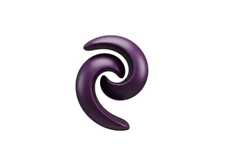 Naklejka premium Abstract Swirl Shape in Dark Purple With Red Dots On Transparent Background
