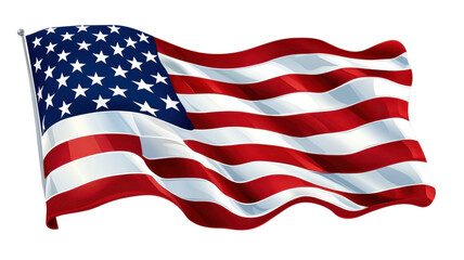 Fototapeta premium American flag waving proudly in the breeze, symbolizing patriotism and national pride during a sunny day.