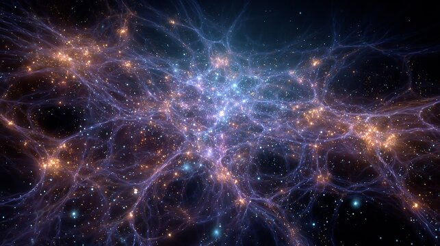 Mind universe neurons forming galaxies and star systems seamless blend of brain structure and cosmic web glowing quantum harmony