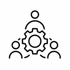 Line art team collaboration gear icon